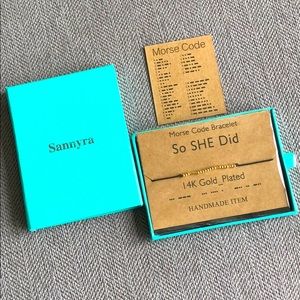 Morse Code “So She Did” 14k bracelet